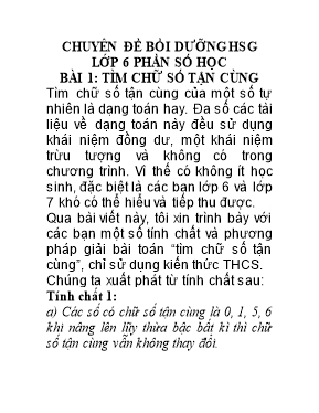 Chuyên đề bồi dưỡng học sinh giỏi môn Toán Lớp 6 - Phần số học